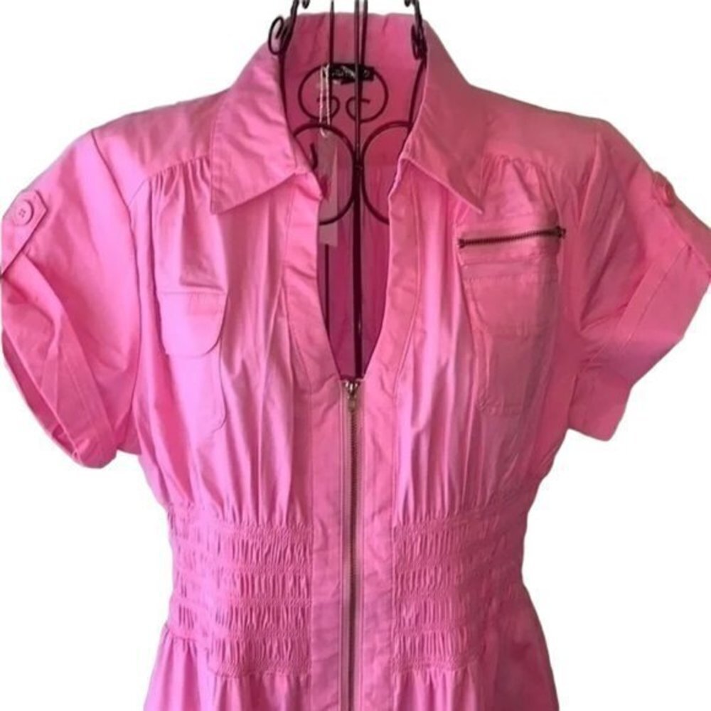 Zenobia | Pink Summer Shirt Dress NWT - Picture 3 of 4